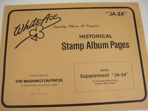 White Ace 1986 Japan Stamp Singles Album Supplement JA-24 NOS
