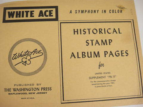 White Ace 1961 US Commemorative Plate Blocks of 4 Complete Supplement PB-13 NOS