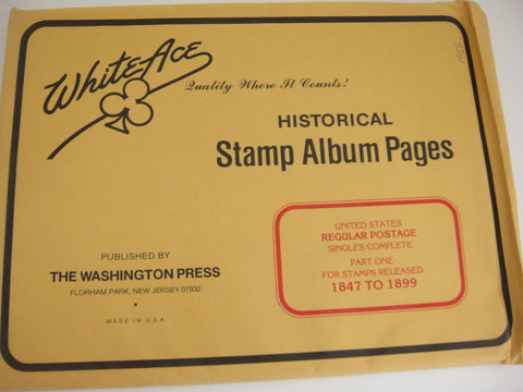 White Ace 1847-1899 US Regular Postage Singles Stamp Album Part One NOS