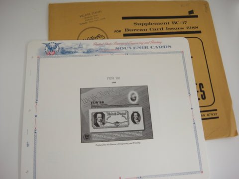 White Ace 1988 US Bureau Souvenir Card Issues Album Supplement BC-17