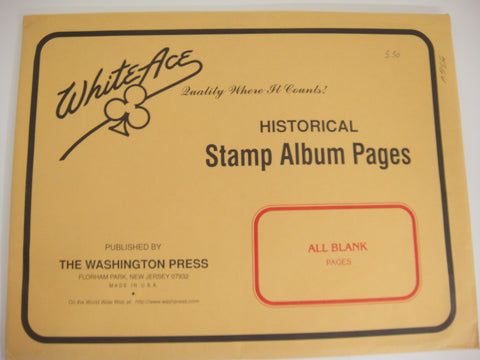 White Ace 20 Blank Pages For Stamps Hobbies No Border NOS
