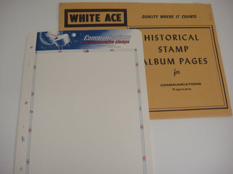 White Ace 12 Blank Pages for Communications Commemorative Stamps NOS