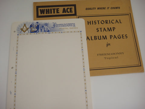 White Ace 12 Blank Topical Pages for Freemasonry Stamps Postal Issues NOS