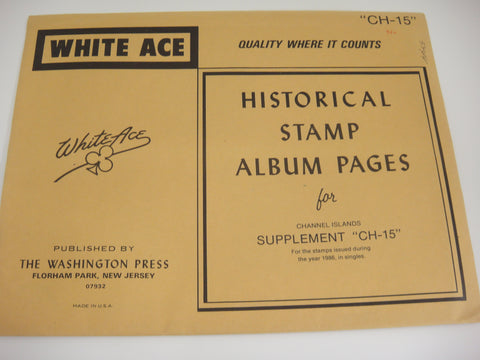 White Ace 1986 Channel Islands Stamp Singles Album Supplement CH-15 NOS