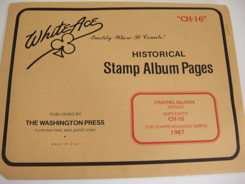 White Ace 1987 Channel Islands Stamp Singles Album Supplement CH-16 NOS