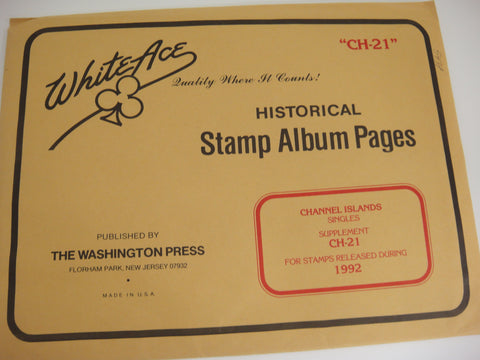 White Ace 1992 Channel Islands Singles Stamp Album Supplement CH-21 NOS