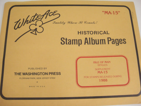 White Ace 1988 Isle and Man Stamp Singles Album Supplement MA-15 NOS