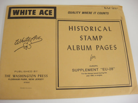 White Ace 1985 Europa Stamp Singles Album Supplement EU-28 NOS