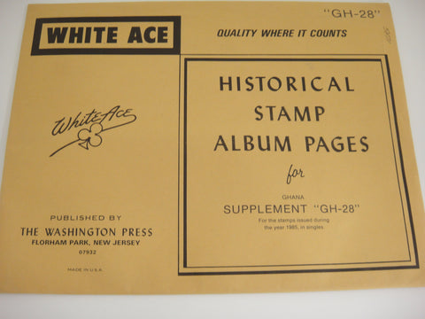 White Ace 1985 Ghana Stamp Singles Album Supplement GH-28 NOS