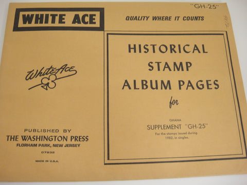 White Ace 1982 Ghana Stamp Singles Album Supplement GH-25 NOS