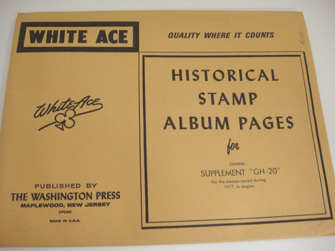 White Ace 1977 Ghana Stamp Singles Album Supplement GH-20 NOS