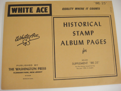 White Ace 1982 Ireland Singles Stamp Album Supplement IRE-25 NOS