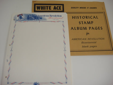 White Ace American Revolution Bicentennial 20 Blank Pages NOS
