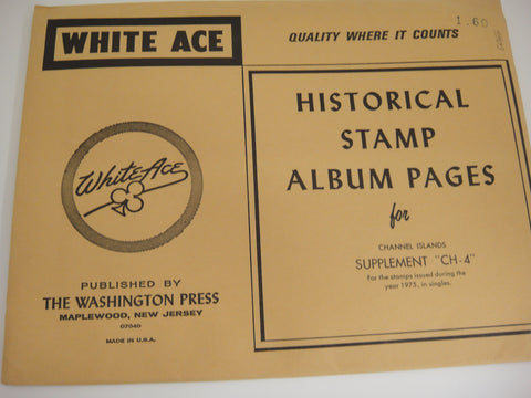 White Ace 1975 Channel Islands Stamp Singles Album Supplement CH-4 NOS