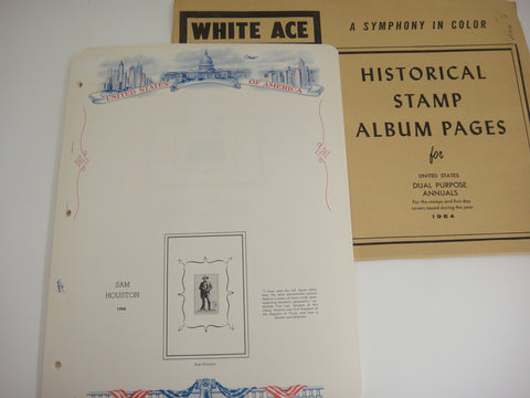 White Ace 1964 Dual Purpose Annuals Album Supplement for US Stamps & FDCs NOS