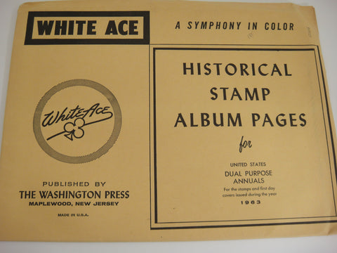 White Ace 1963 Dual Purpose Annuals Album Supplement for US Stamps & FDCs NOS