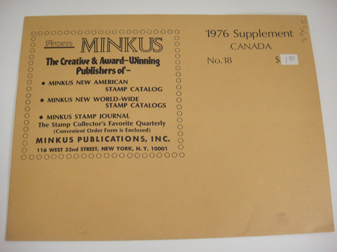 Minkus 1976 Canada Stamp Album Supplement 18 NOS