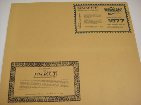 Scott 1977 US Regular & Airmail Plate Blocks Stamp Supplement 11 125S077 NOS