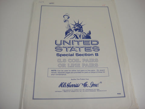 Harris 1908-1985 US Special Section B Coil or Line Pairs Stamp Supplement NOS