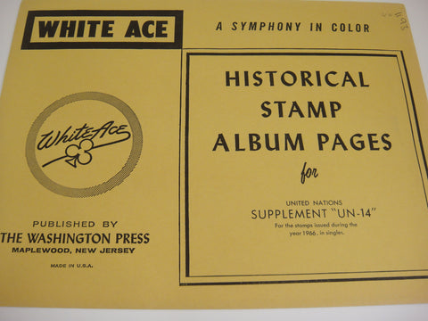 White Ace 1966 UN Singles Stamp Album Supplement United Nations UN-14 NOS