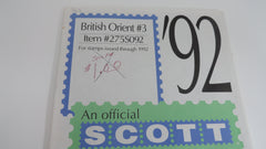 Scott 1992 British Orient Stamp Supplement 3 275S092 NOS Hong Kong Singapore