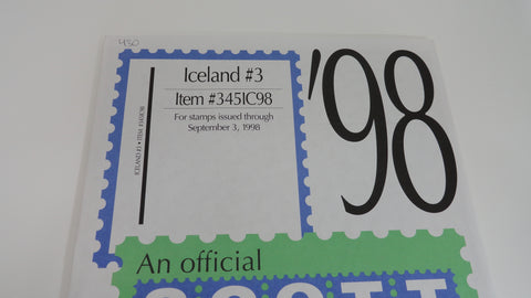 Scott 1998 Iceland Specialty Stamp Album Supplement 3 345IC98