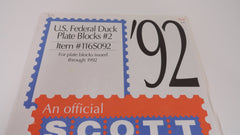 Scott 1992 Federal Duck Plate Blocks Supplement 2 United States 116S092