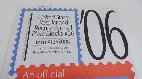 Scott 2006 US Regular and Airmail Plate Blocks Stamp Supplement 26 United States 125S006