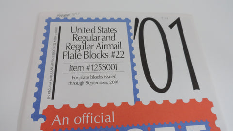 Scott 2001 US Regular & Airmail Plate Blocks Stamp Supplement 22 United States 125S001