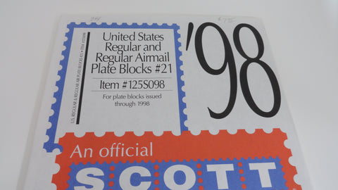 Scott 1998 US Regular & Airmail Plate Blocks Stamp Supplement 21 United States 125S098