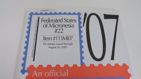 Scott 2007 Micronesia Stamp Album Supplement 22 111MI07