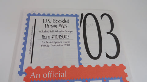 Scott 2003 US Booklet Pane Stamp Supplement 65 United States 101S003