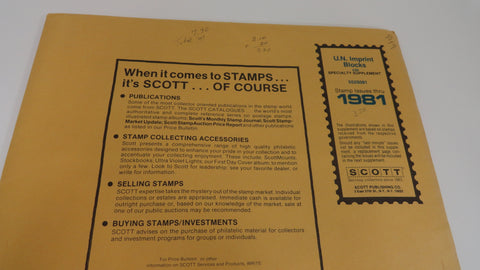 Scott 1981 U.N. Imprint Blocks Stamp Supplement 30 United Nations 552S081
