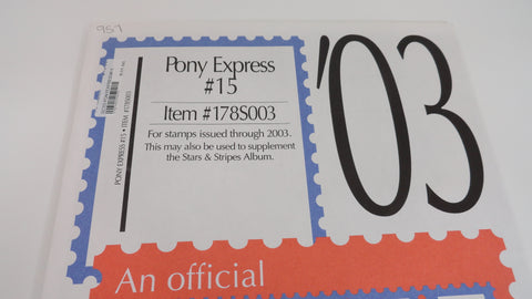 Scott 2003 Pony Express Stamp Album Supplement 15 United States 178S003