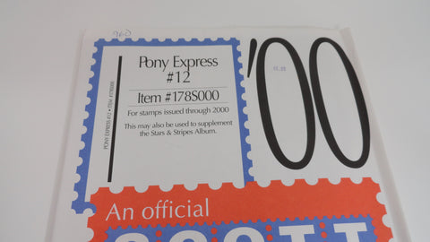 Scott 2000 Pony Express Stamp Album Supplement 12 United States 178S000