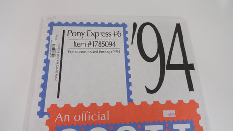 Scott 1994 Pony Express Stamp Album Supplement 6 United States 178S094 NOS