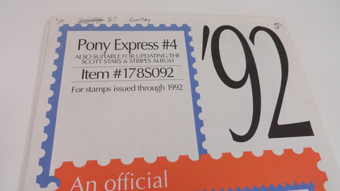 Scott 1992 Pony Express Stamp Supplement 4 United States  178S092