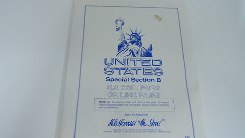 Harris US Special Section B Coil or Line Pairs Stamp Supplement United States 1908-1985 NOS