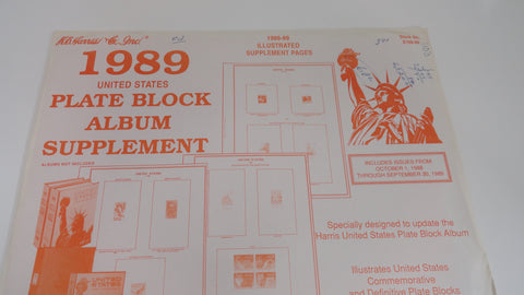 Harris 1989 Plate Block Stamp Album Supplement United States X109-89 New Old Stock