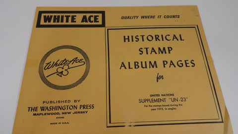 White Ace 1975 United Nations Singles Stamp Album Supplement UN-23 NOS