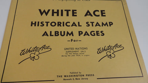 White Ace 1954 UN Singles Stamp Album Supplement United Nations UN-02 NOS