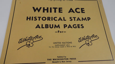 White Ace 1952 & 1953 UN Singles Stamp Album Supplement United Nations UN-01 NOS