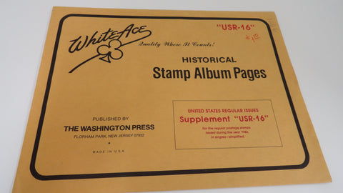 White Ace 1986 United States Regular Issue Singles Simplified Supplement USR-16
