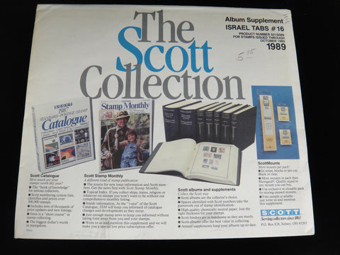 Scott 1989 Specialty Israel Tabs Stamp Album Supplement 16 501S089