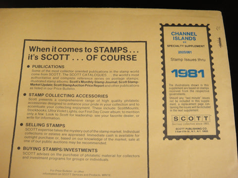 Scott 1981 Channel Islands Specialty Stamp Supplement 4 202S081