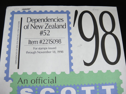 Scott 1998 Dependencies of New Zealand Specialty Stamp Supplement 52 221S098