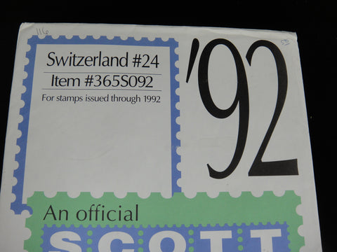 Scott 1992 Switzerland Specialty Stamp Supplement 24 365S092