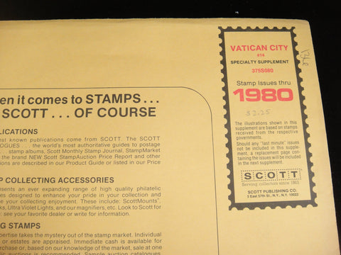 Scott 1979 Vatican City Specialty Stamp Supplement 13 375S079 NOS