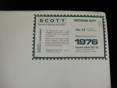 Scott 1976 Vatican City Specialty Stamp Supplement 27 NOS