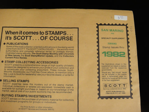 Scott 1982 San Marino Specialty Stamp Album Supplement 33 328S082